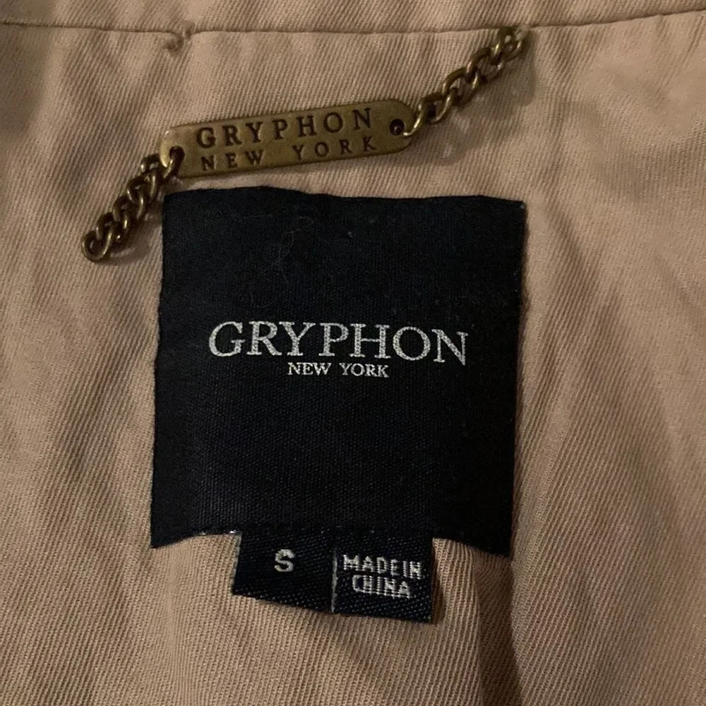 Gryphon NY Silver Studded Asymmetrical Khaki Jacket